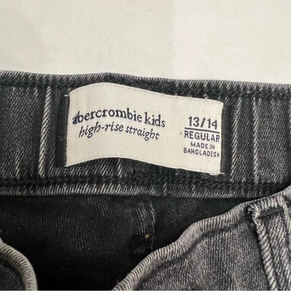 Abercrombie Kids Youth Girls Black Button Fly High Rise Straight Size 13/14 - Picture 2 of 4